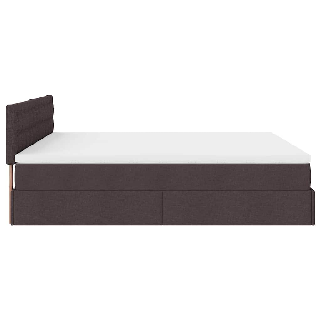 Ottoman bed met matrassen en LED's 200x200cm stof donkerbruin is nu te koop bij PeponiXL, paradijselijk wonen!