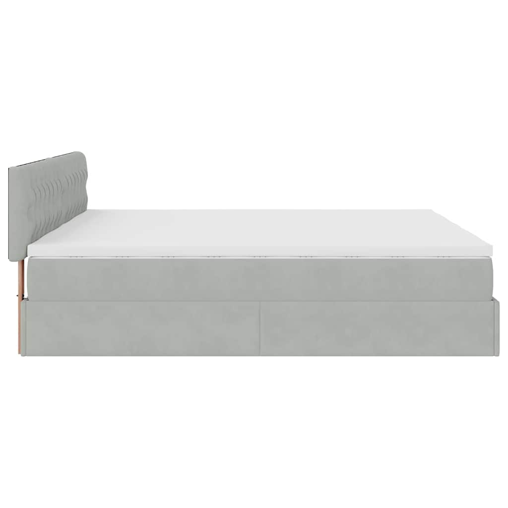 Ottoman bed met matrassen en LED's 200x200cm fluweel lichtgrijs is nu te koop bij PeponiXL, paradijselijk wonen!