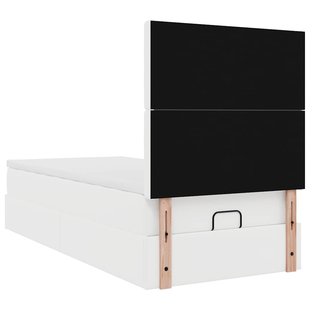 Ottomaanse bed met matras 100x200cm kunstleer wit is nu te koop bij PeponiXL, paradijselijk wonen!