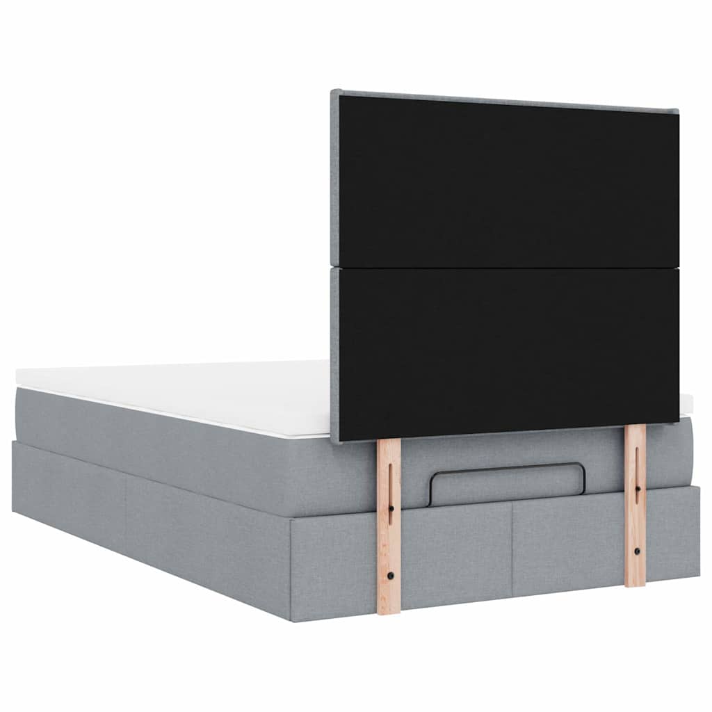 Ottoman bed met matras 120x190 cm stof lichtgrijs is nu te koop bij PeponiXL, paradijselijk wonen!