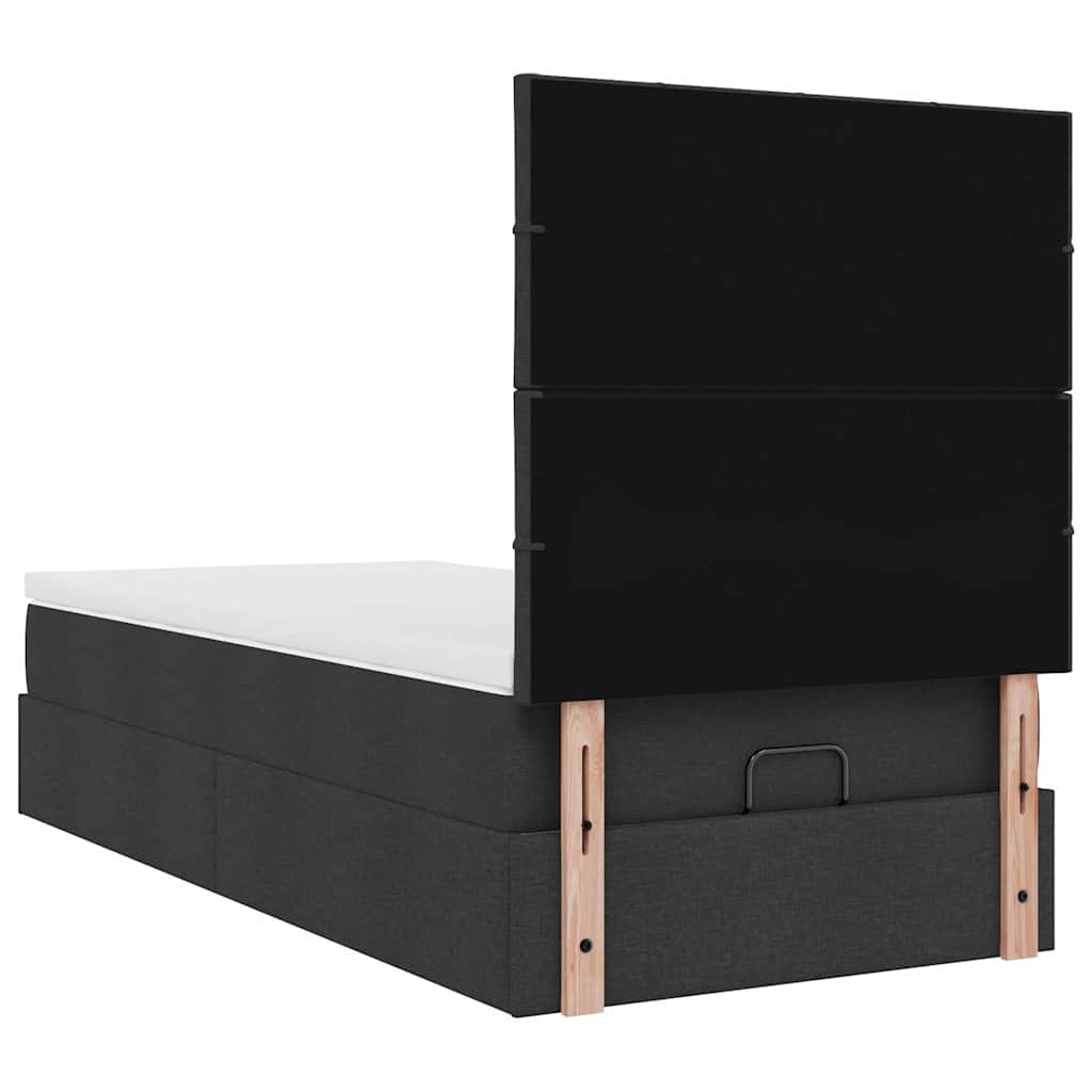 Ottoman bed met matras 80x200cm stof zwart is nu te koop bij PeponiXL, paradijselijk wonen!