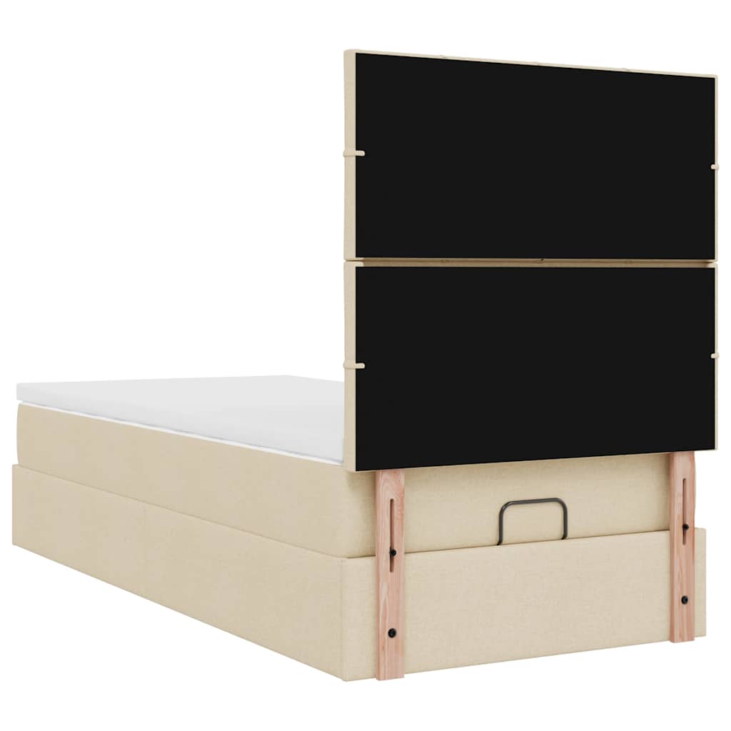 Bed met matras 90x200 cm stof crèmekleurig is nu te koop bij PeponiXL, paradijselijk wonen!