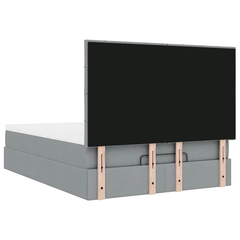 Ottoman bed met matras 140x200cm stof lichtgrijs is nu te koop bij PeponiXL, paradijselijk wonen!