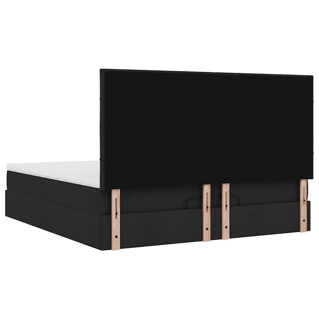 Ottoman bed met matras 160x200cm stof zwart is nu te koop bij PeponiXL, paradijselijk wonen!