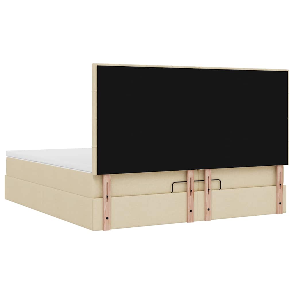 Ottoman bed met matrassen 200x200cm stof crèmekleurig is nu te koop bij PeponiXL, paradijselijk wonen!