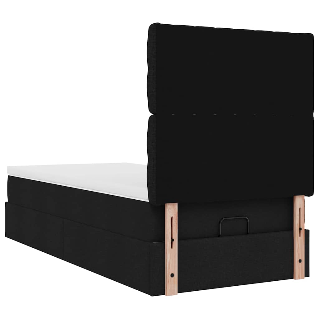 Ottoman bed met matras 90x190cm stof zwart is nu te koop bij PeponiXL, paradijselijk wonen!