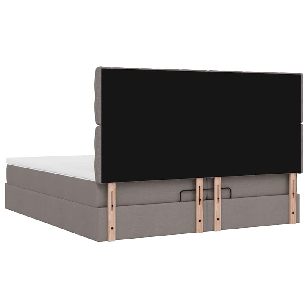 Ottoman bed met matrassen 200x200cm stof taupe is nu te koop bij PeponiXL, paradijselijk wonen!