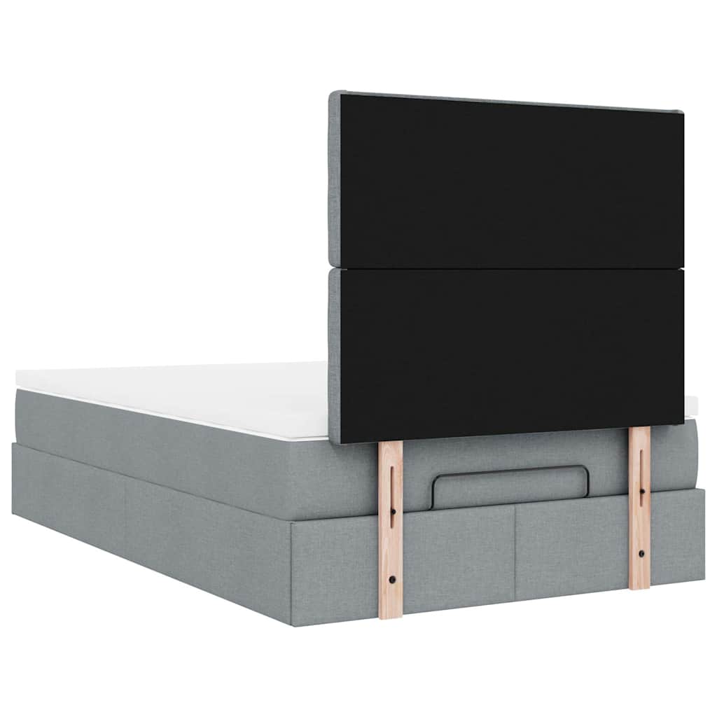 Ottoman bed met matras 120x190 cm stof lichtgrijs is nu te koop bij PeponiXL, paradijselijk wonen!