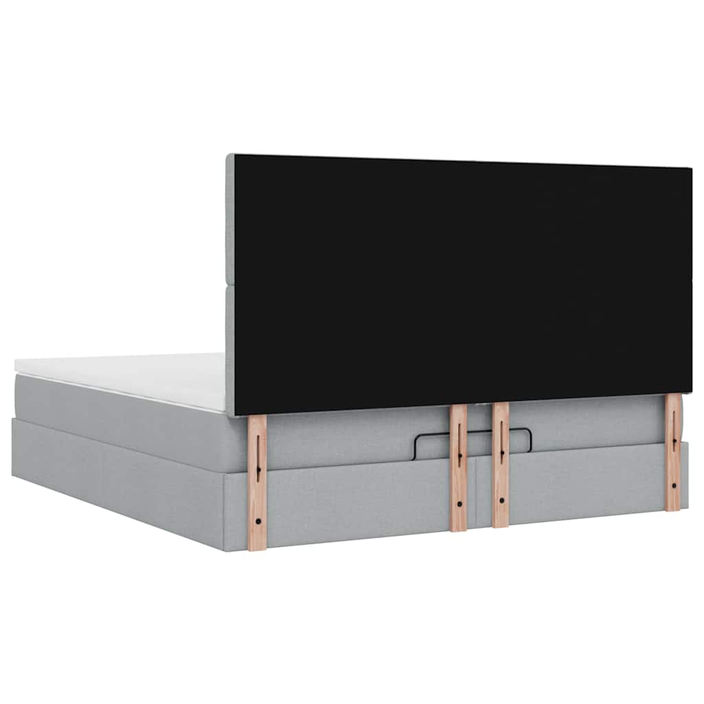 Ottoman bed met matras 160x200cm stof lichtgrijs is nu te koop bij PeponiXL, paradijselijk wonen!