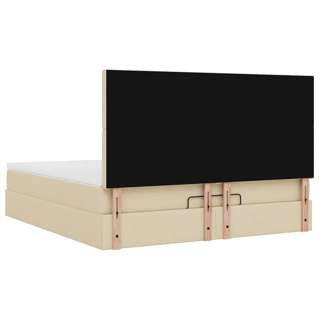 Ottoman bed met matras 160x200cm stof crèmekleurig is nu te koop bij PeponiXL, paradijselijk wonen!