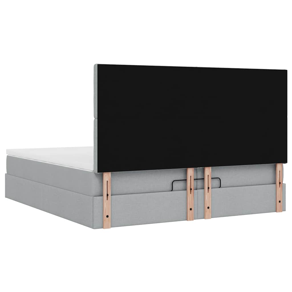 Ottoman bed met matrassen 200x200cm stof lichtgrijs is nu te koop bij PeponiXL, paradijselijk wonen!