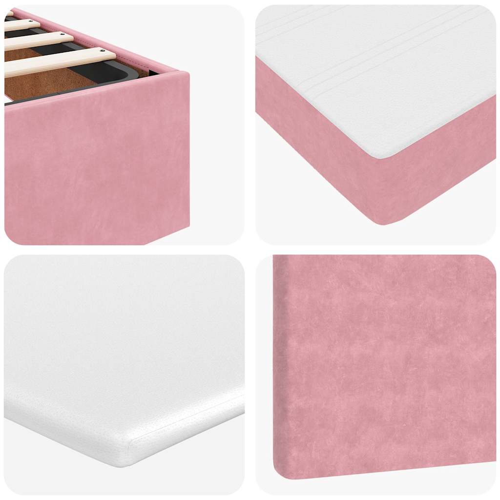 Ottoman bed met matrassen 100x200cm fluweel roze is nu te koop bij PeponiXL, paradijselijk wonen!