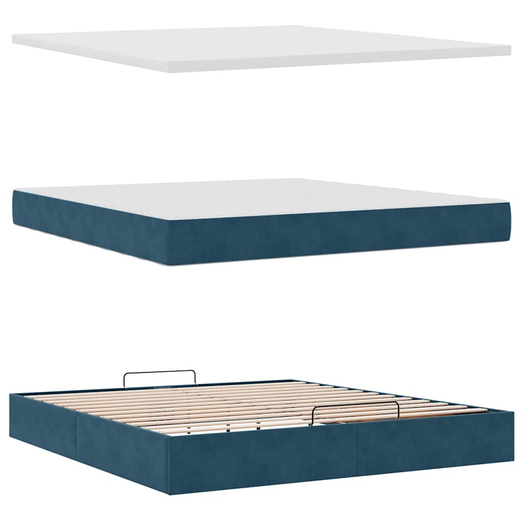 Ottoman bed met matrassen 160x200cm fluweel donkerblauw