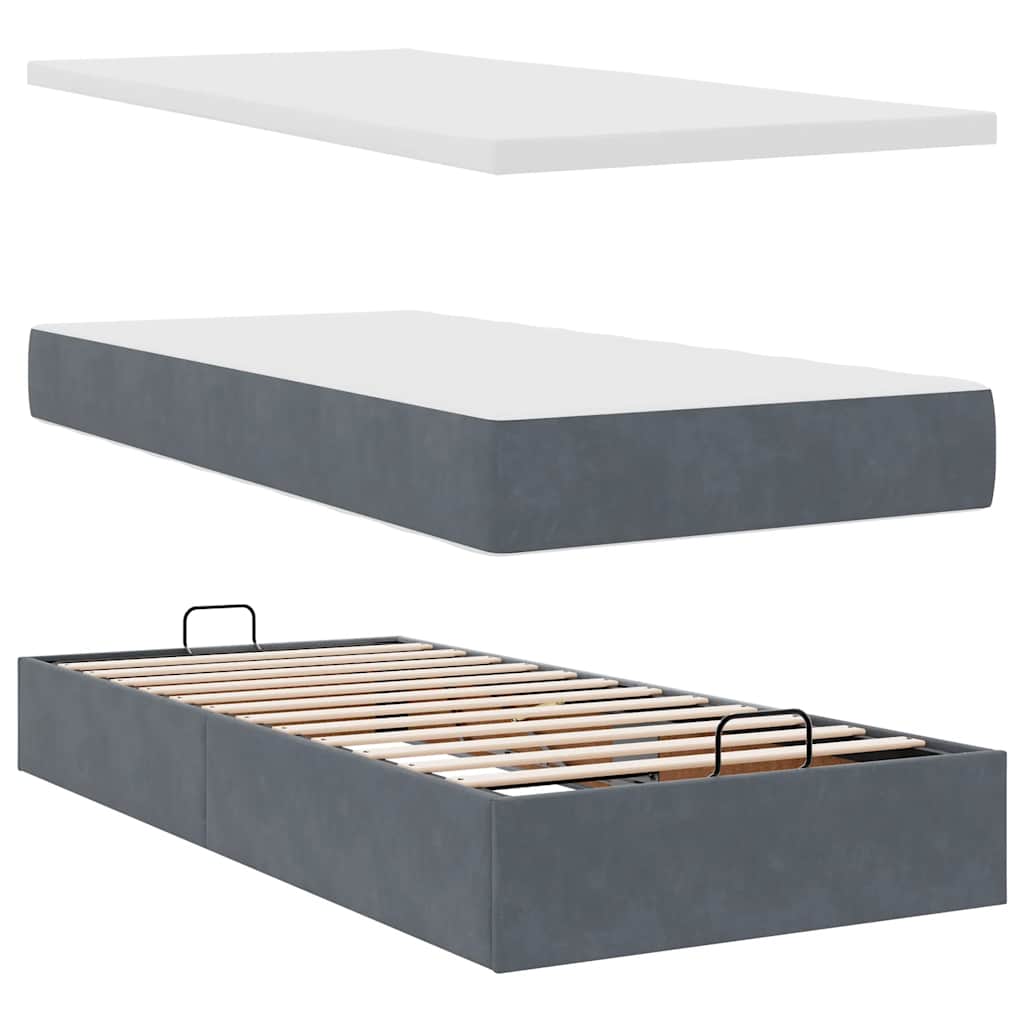 Ottoman bed met matrassen 160x200cm fluweel donkergrijs is nu te koop bij PeponiXL, paradijselijk wonen!