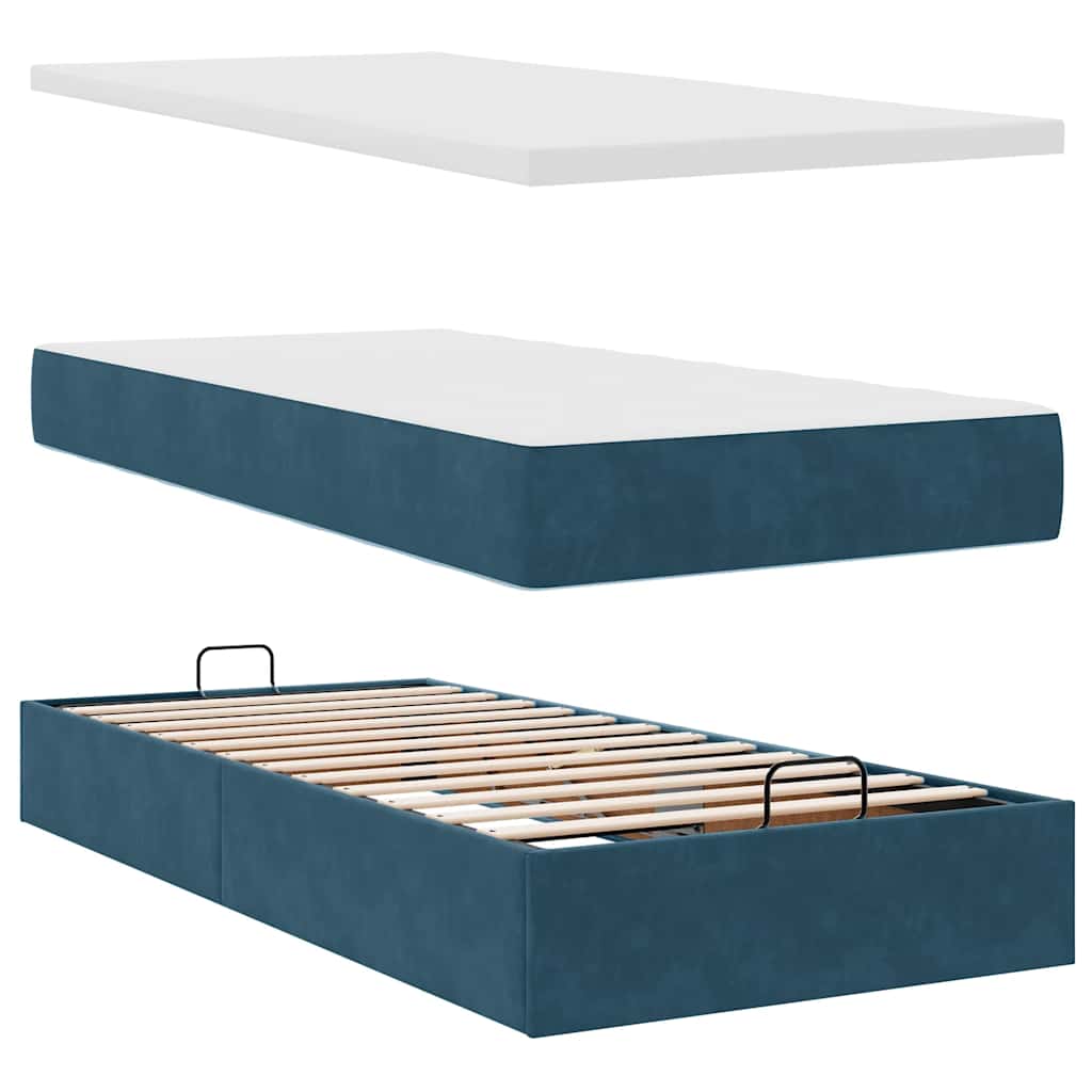 Ottoman bed met matrassen 200x200cm fluweel donkerblauw