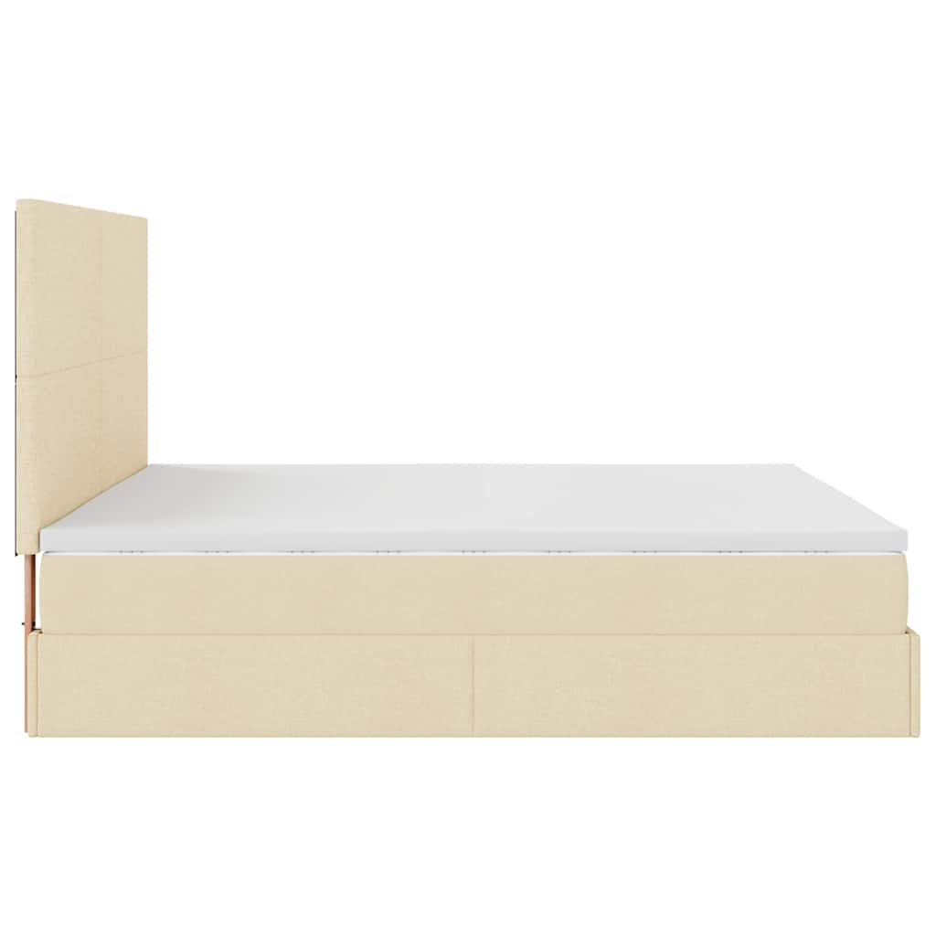 Ottoman bed met matras en LED's 180x200cm stof crèmekleurig is nu te koop bij PeponiXL, paradijselijk wonen!