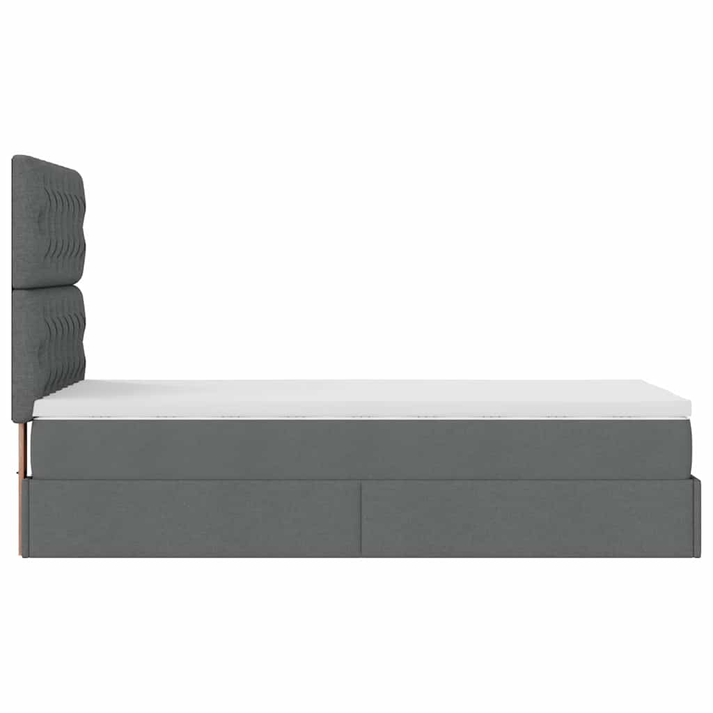 Ottoman bed met matras en LED's 100x200cm stof donkergrijs is nu te koop bij PeponiXL, paradijselijk wonen!