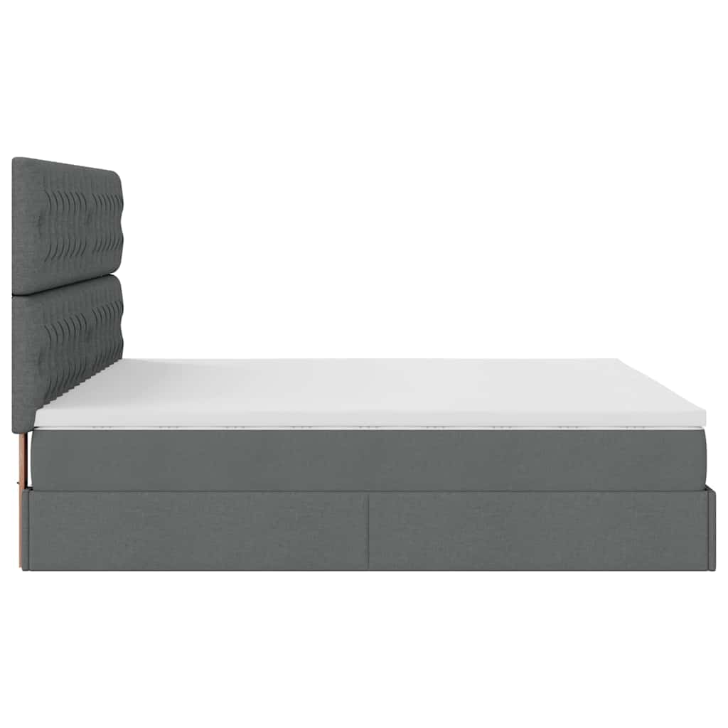 Ottoman bed met matrassen en LED's 200x200cm stof donkergrijs is nu te koop bij PeponiXL, paradijselijk wonen!