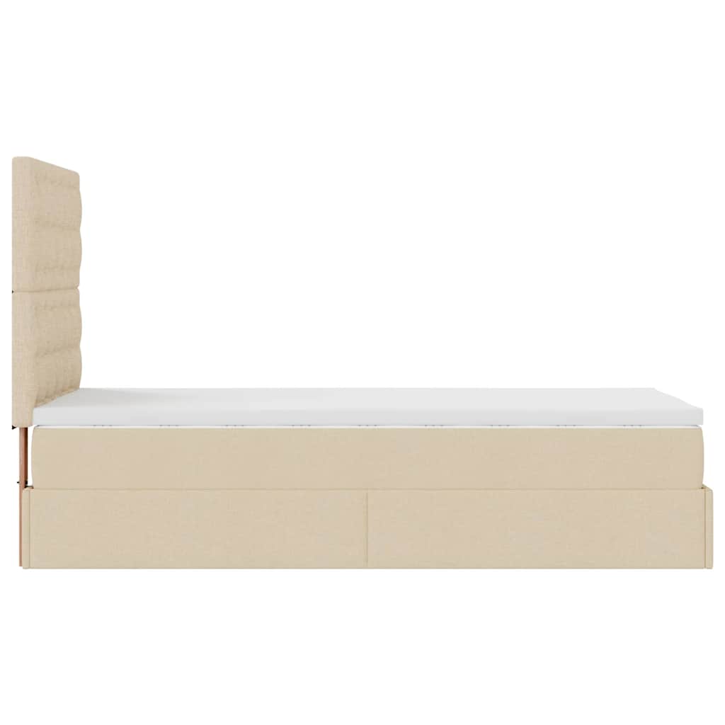 Ottoman bed met matras en LED's 100x200cm stof crèmekleurig