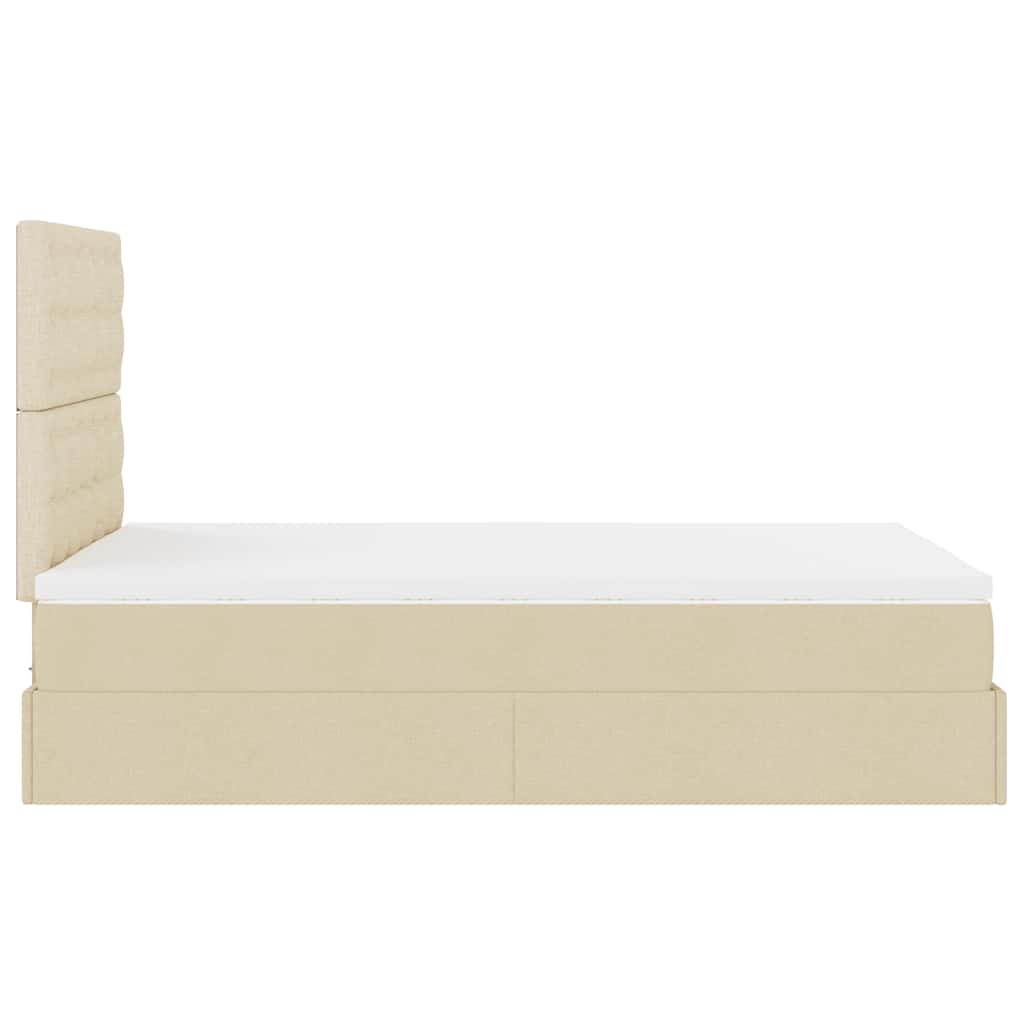Ottoman bed met matras en LED's 120x200cm stof crèmekleurig is nu te koop bij PeponiXL, paradijselijk wonen!