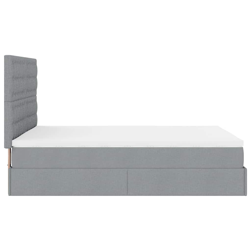 Ottoman bed met matras en LED's 140x190cm stof lichtgrijs is nu te koop bij PeponiXL, paradijselijk wonen!