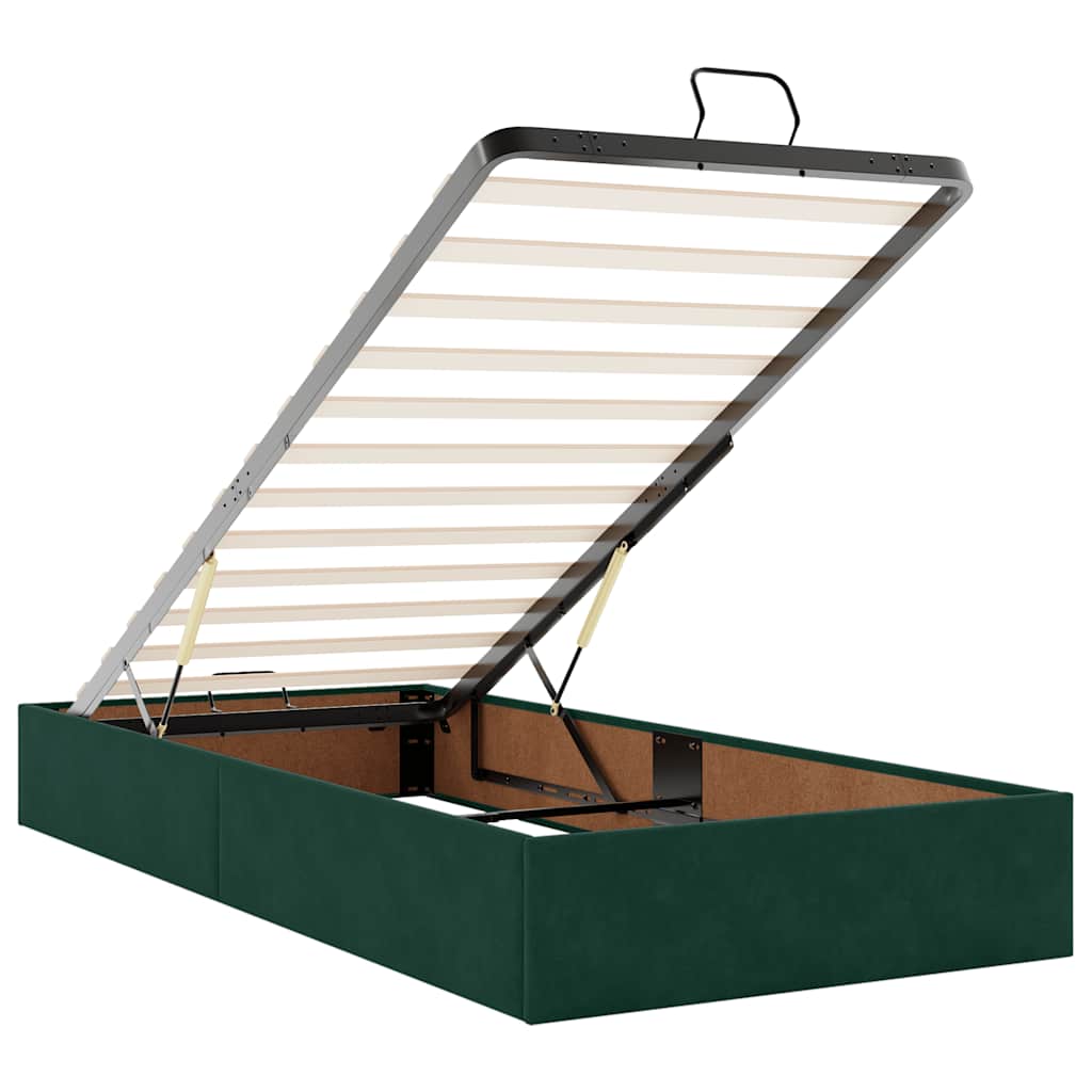 Ottoman bed met matrassen en LED's 90x200cm fluweel donkergroen is nu te koop bij PeponiXL, paradijselijk wonen!