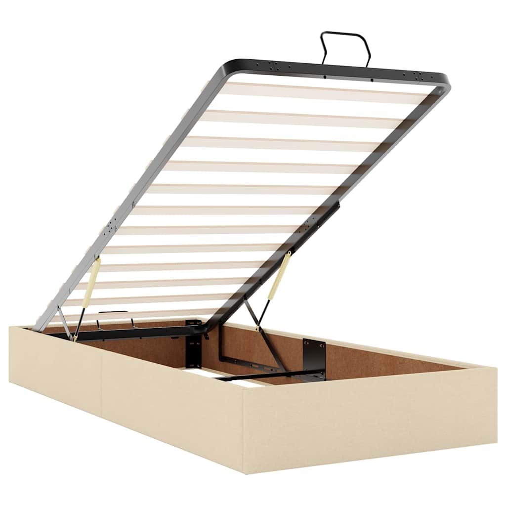Ottoman bed met matrassen en LED's 200x200cm stof crèmekleurig is nu te koop bij PeponiXL, paradijselijk wonen!