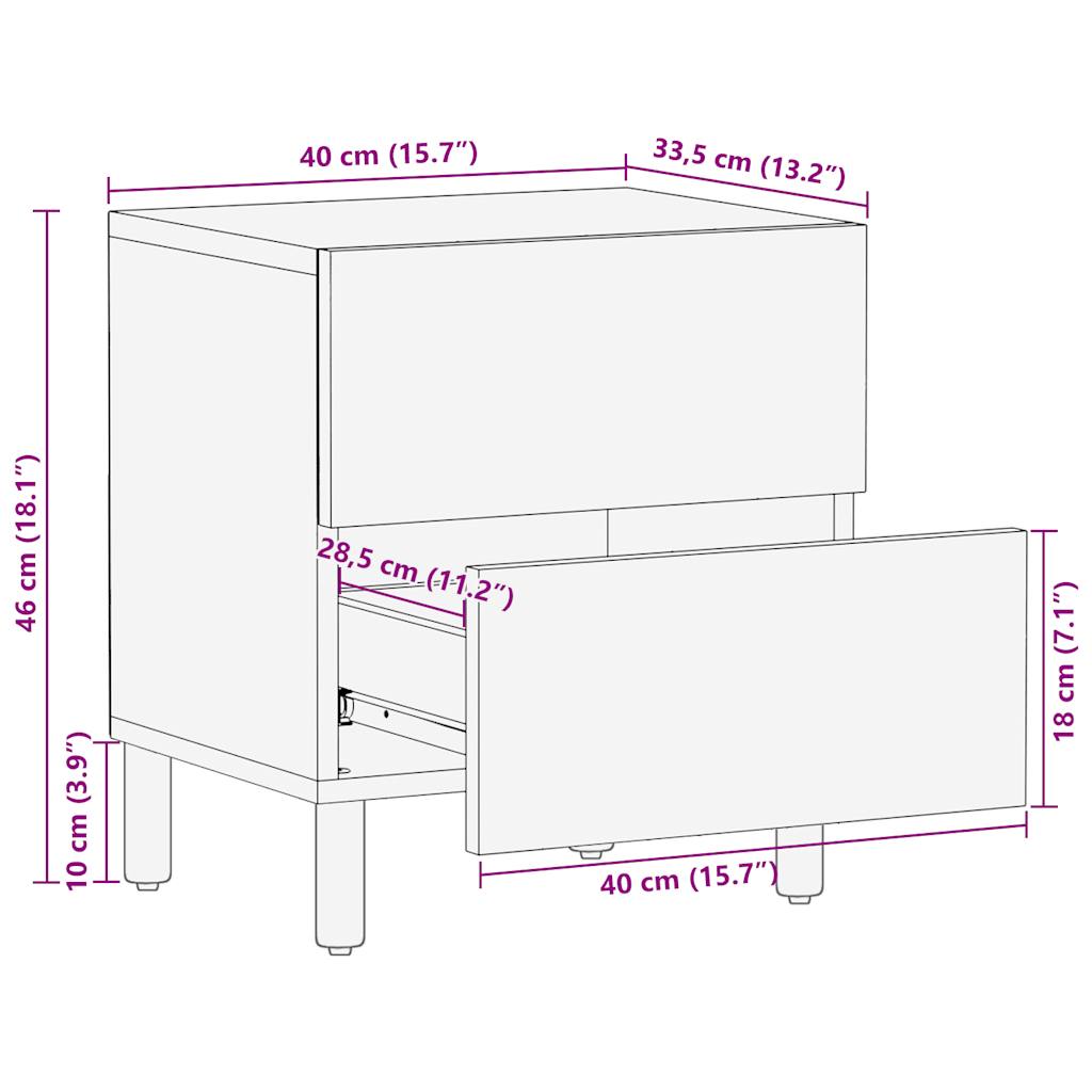 Nachtkastje 40x33,5x46 cm massief ruw mangohout zwart is nu te koop bij PeponiXL, paradijselijk wonen!