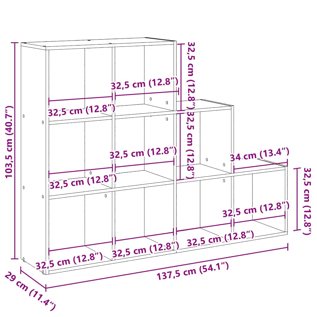 Kamerscherm / boekenkast 3-laags 137,5x29x103,5 cm hout wit is nu te koop bij PeponiXL, paradijselijk wonen!