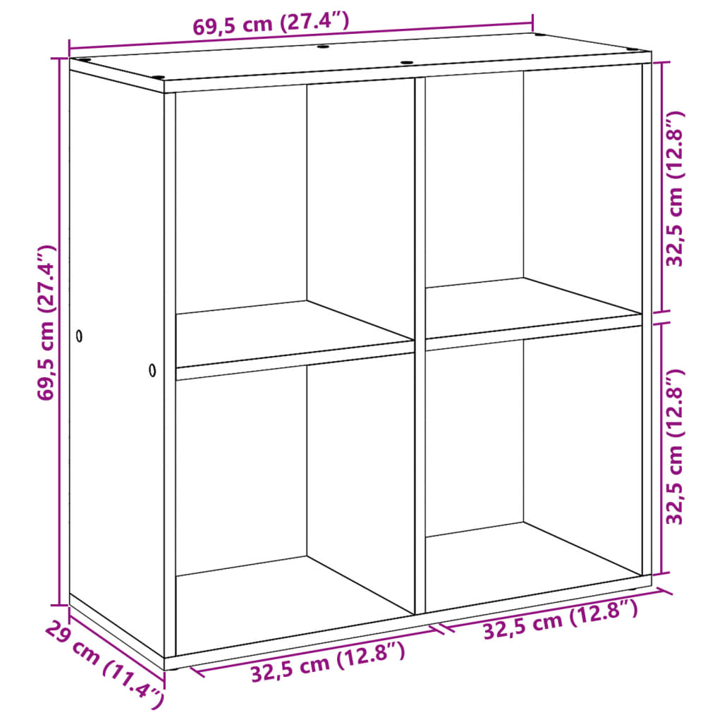 Kamerscherm / boekenkast 69,5x29x69,5 cm hout betongrijs is nu te koop bij PeponiXL, paradijselijk wonen!