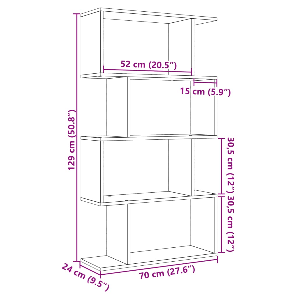 Kamerscherm / boekenkast 4-laags 70x24x129 cm hout sonoma eiken is nu te koop bij PeponiXL, paradijselijk wonen!