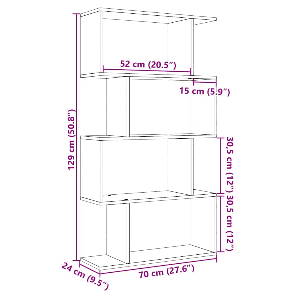 Kamerscherm / boekenkast 4-laags 70x24x129 cm hout artisanaal is nu te koop bij PeponiXL, paradijselijk wonen!