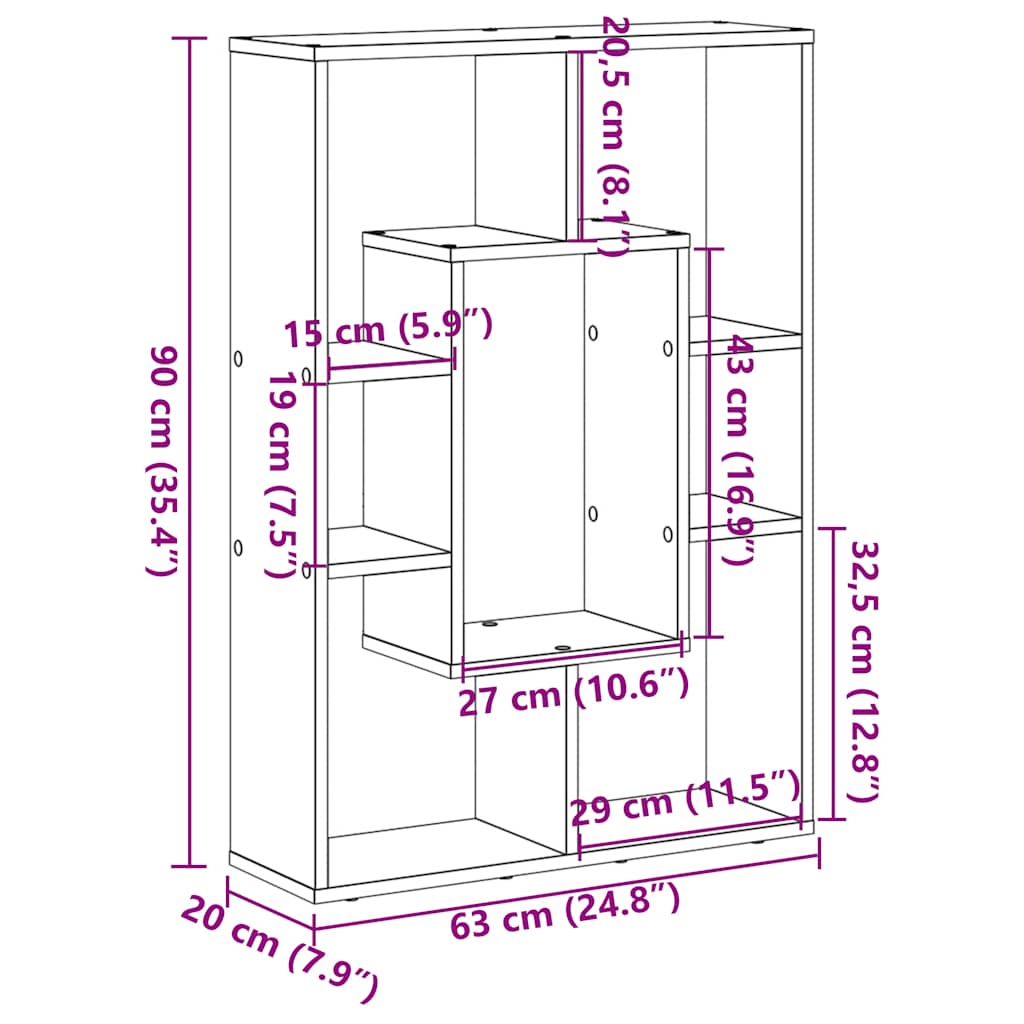 Boekenkast 63x20x90 cm bewerkt hout artisanaal eikenkleurig is nu te koop bij PeponiXL, paradijselijk wonen!