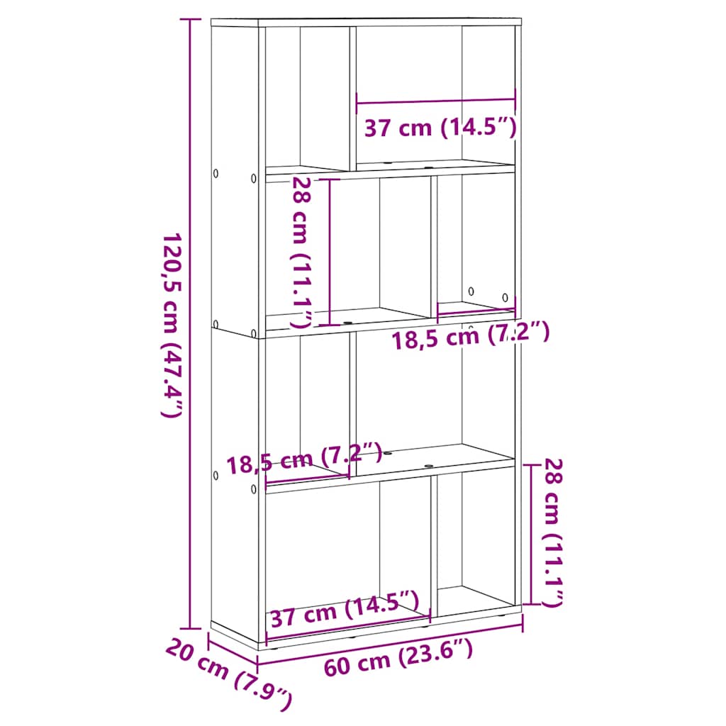 Boekenkast 60x20x120,5 cm bewerkt hout bruin eikenkleurig is nu te koop bij PeponiXL, paradijselijk wonen!