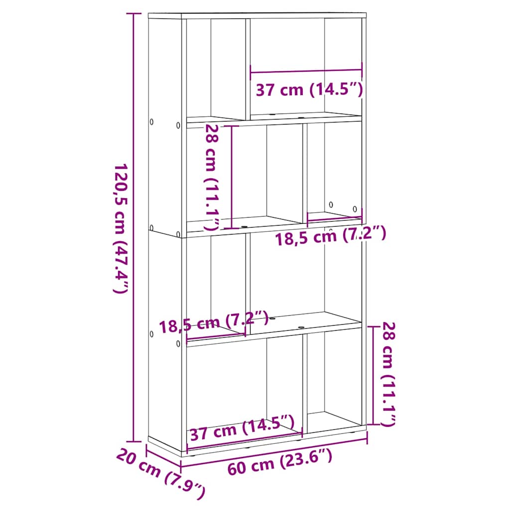 Boekenkast 60x20x120,5 cm bewerkt hout oud houtkleurig is nu te koop bij PeponiXL, paradijselijk wonen!