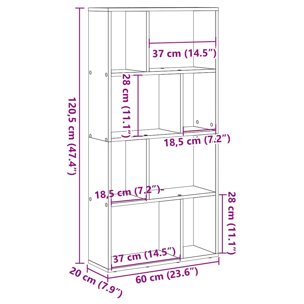 Boekenkast 60x20x120,5 cm bewerkt hout artisanaal eikenkleurig is nu te koop bij PeponiXL, paradijselijk wonen!