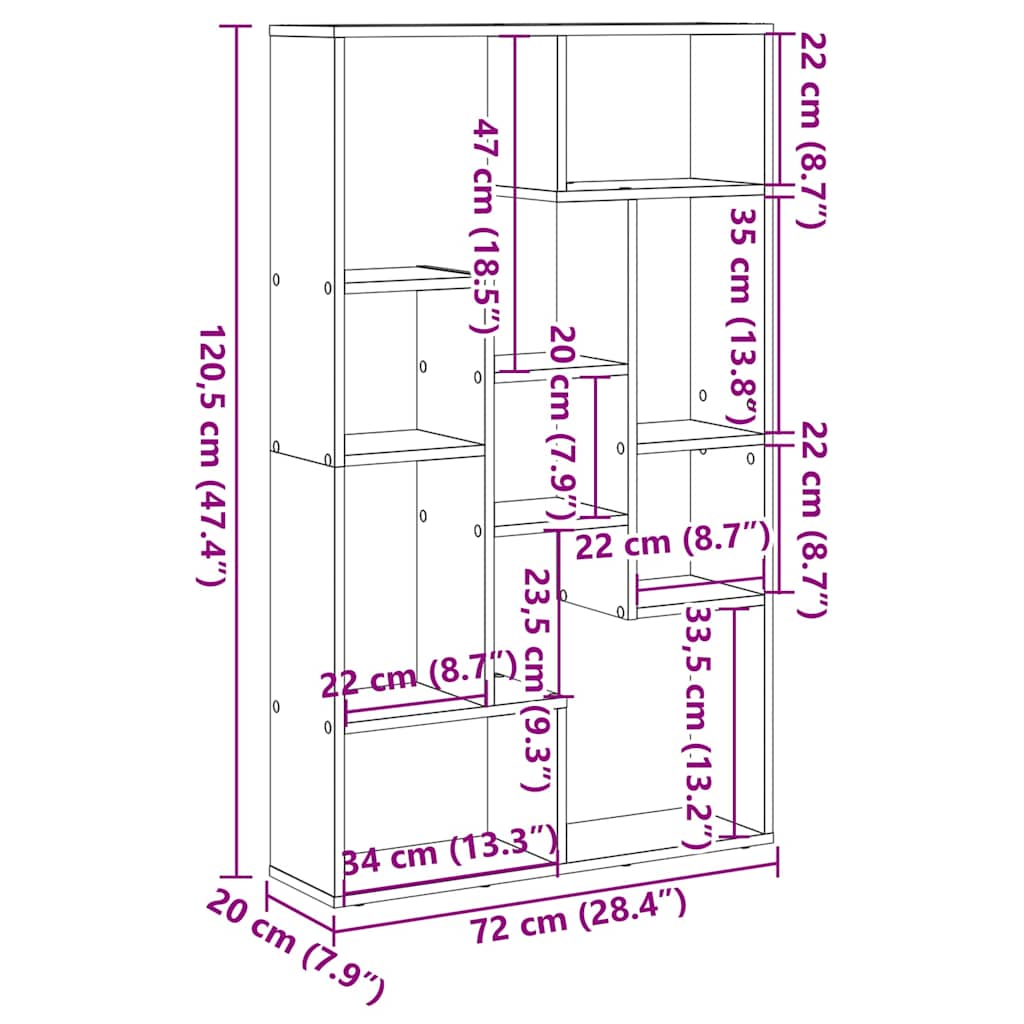 Boekenkast 72x20x120,5 cm bewerkt hout gerookt eikenkleurig is nu te koop bij PeponiXL, paradijselijk wonen!