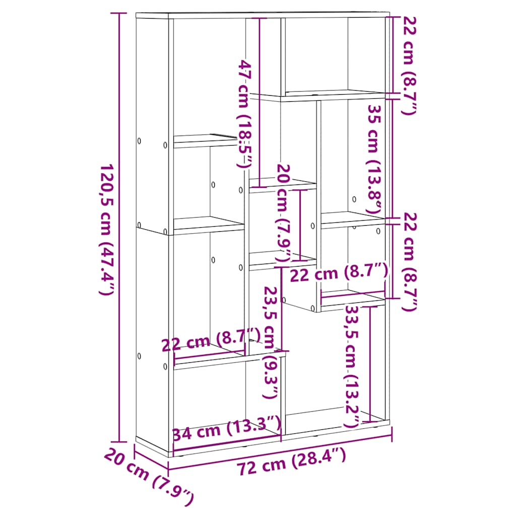 Boekenkast 72x20x120,5 cm bewerkt hout grijs sonoma eikenkleurig is nu te koop bij PeponiXL, paradijselijk wonen!
