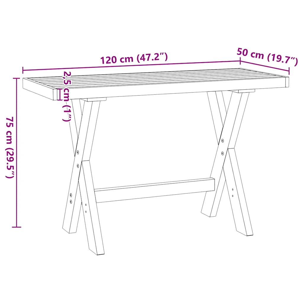 Bureau NOAIN X-vormige poten 120x50x75 cm massief hout is nu te koop bij PeponiXL, paradijselijk wonen!