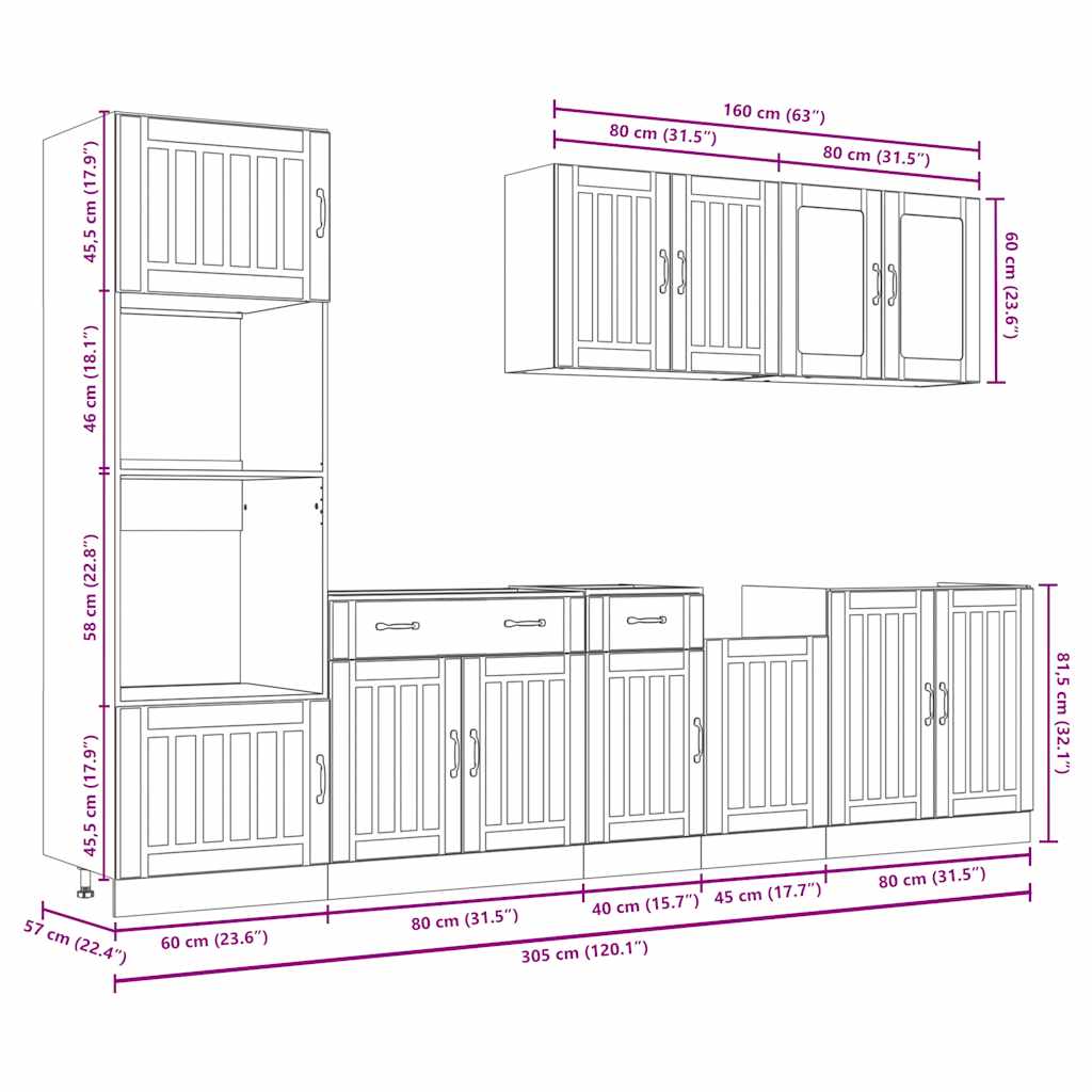 7-delige Keukenkastenset Lucca bewerkt hout glanzend wit is nu te koop bij PeponiXL, paradijselijk wonen!