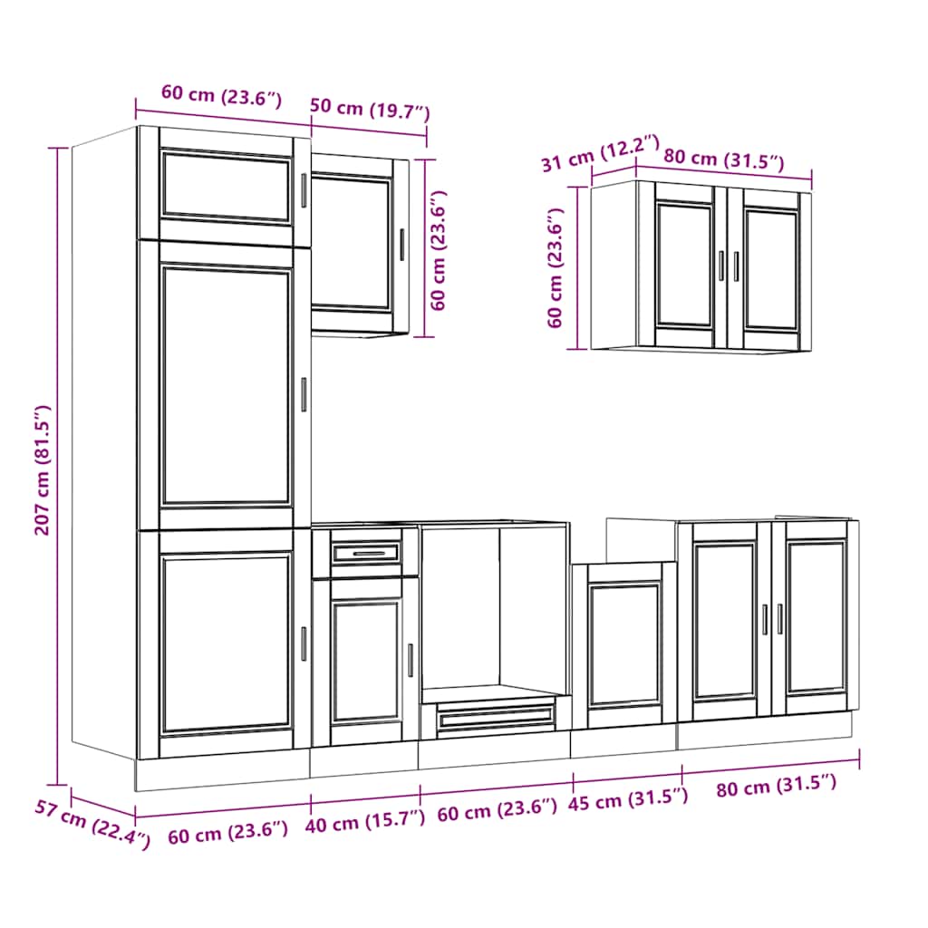 7-delige Keukenkastenset Porto bewerkt hout zwart is nu te koop bij PeponiXL, paradijselijk wonen!