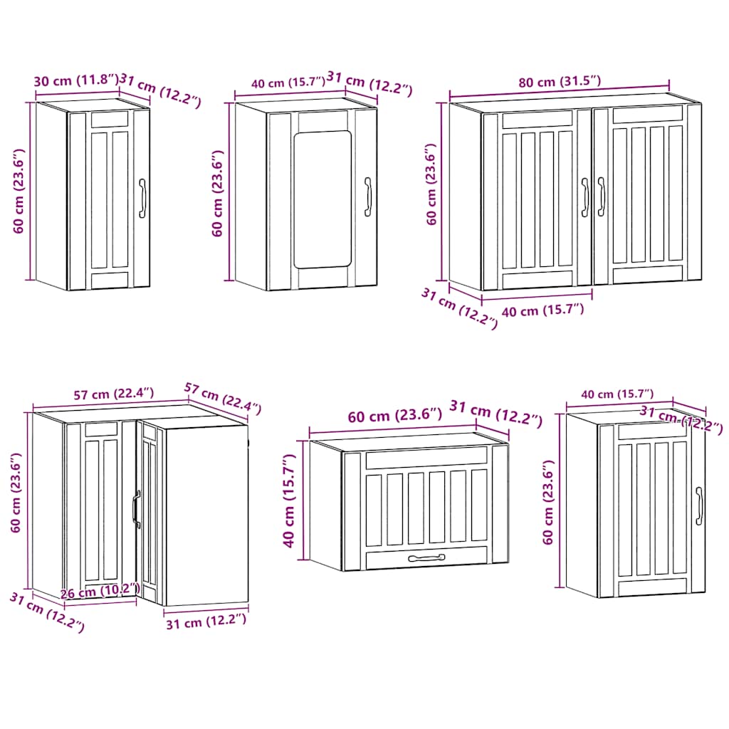11-delige Keukenkastenset Kalmar bewerkt hout betongrijs is nu te koop bij PeponiXL, paradijselijk wonen!