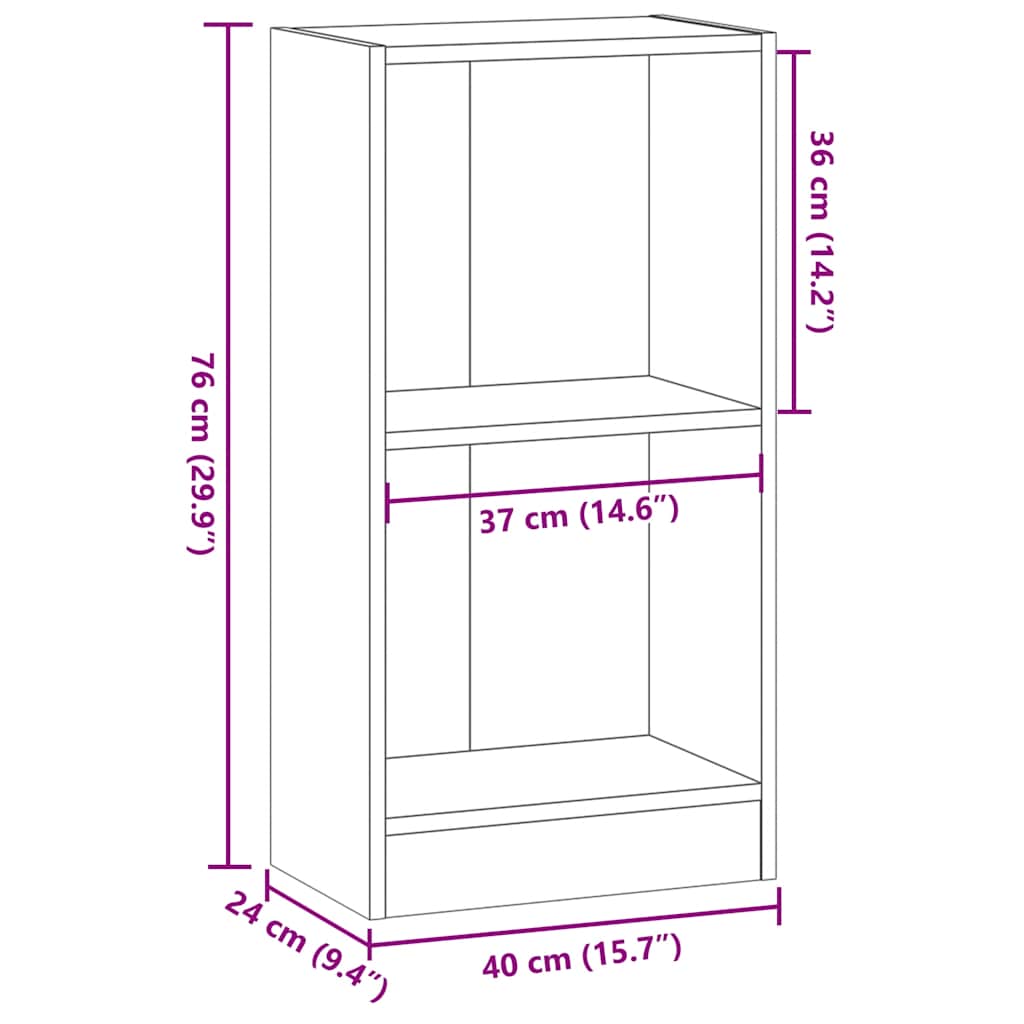 Boekenkast 40x24x76 cm bewerkt hout grijs sonoma eikenkleurig is nu te koop bij PeponiXL, paradijselijk wonen!