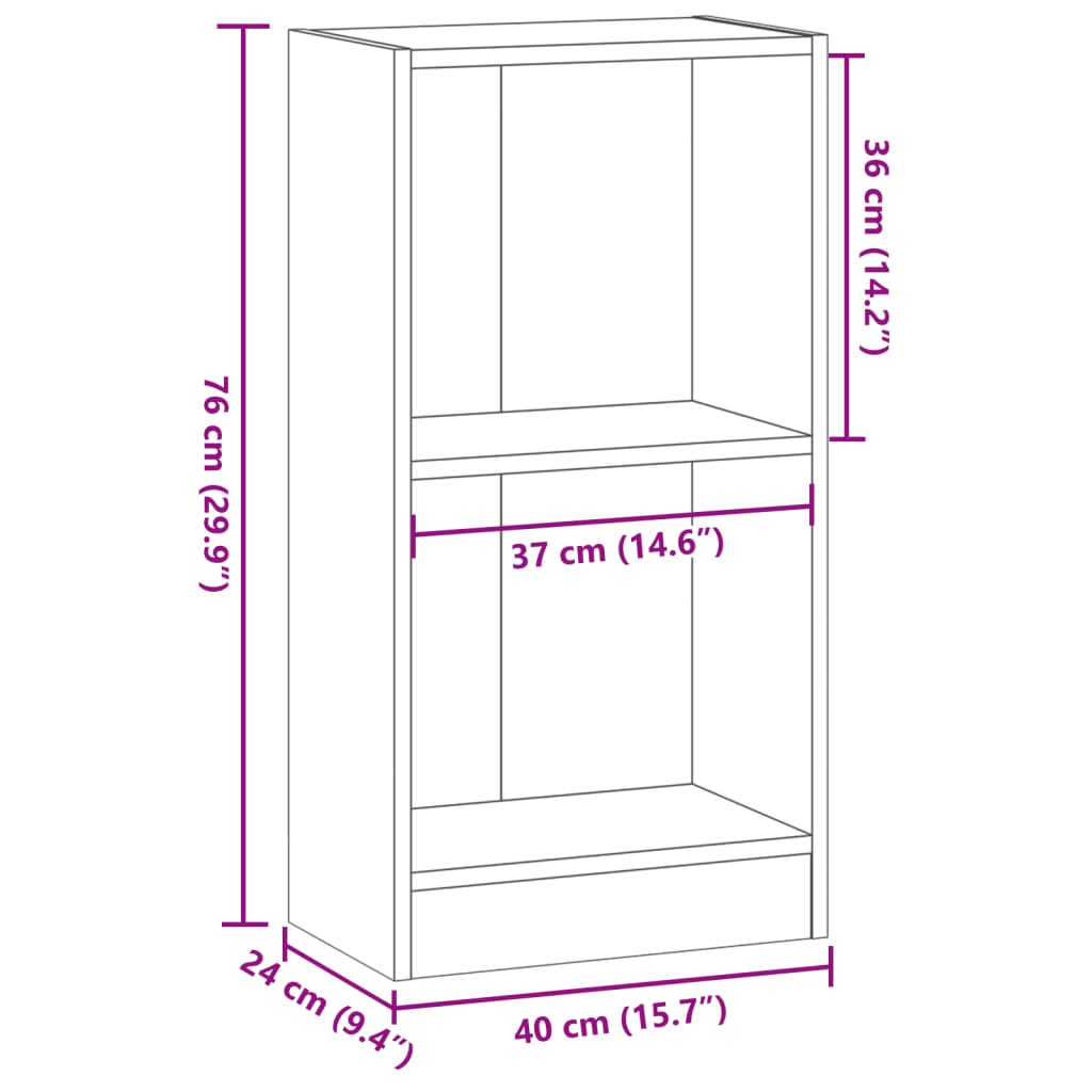 Boekenkast 40x24x76 cm bewerkt hout artisanaal eikenkleurig is nu te koop bij PeponiXL, paradijselijk wonen!