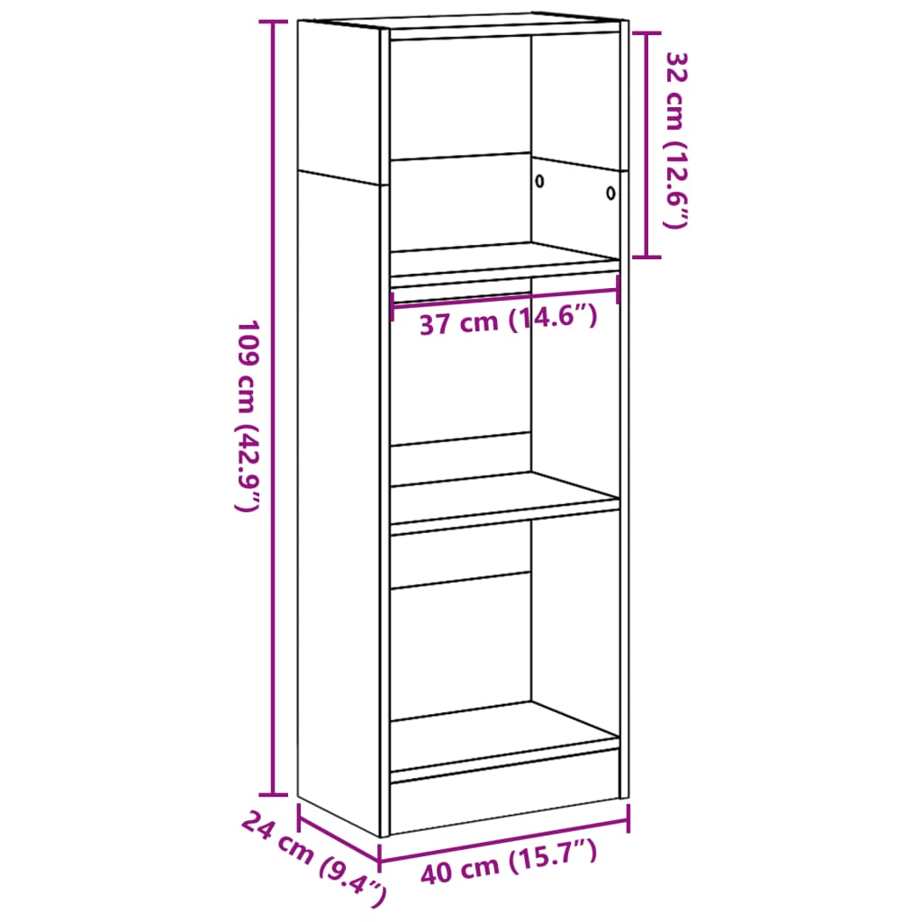 Boekenkast 40x24x109 cm bewerkt hout bruin eikenkleurig is nu te koop bij PeponiXL, paradijselijk wonen!
