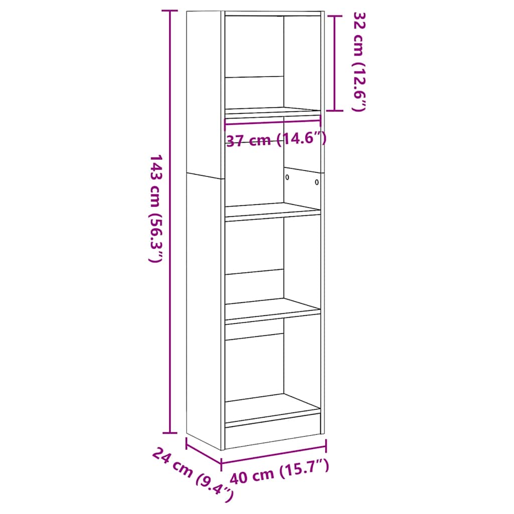 Boekenkast 40x24x143 cm bewerkt hout zwart is nu te koop bij PeponiXL, paradijselijk wonen!