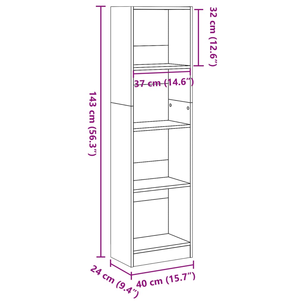 Boekenkast 40x24x143 cm bewerkt hout oud houtkleurig is nu te koop bij PeponiXL, paradijselijk wonen!