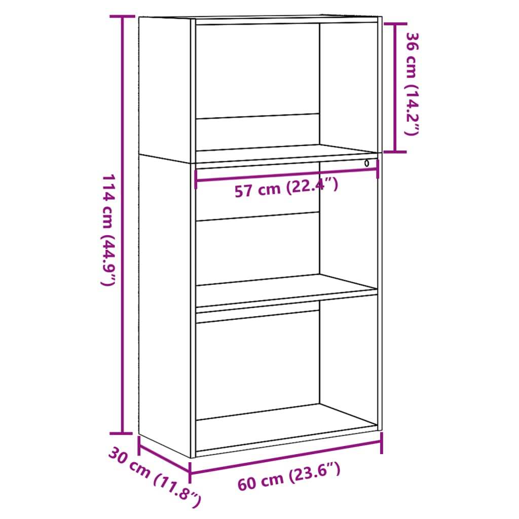 Boekenkast 60x30x114 cm bewerkt hout wit is nu te koop bij PeponiXL, paradijselijk wonen!