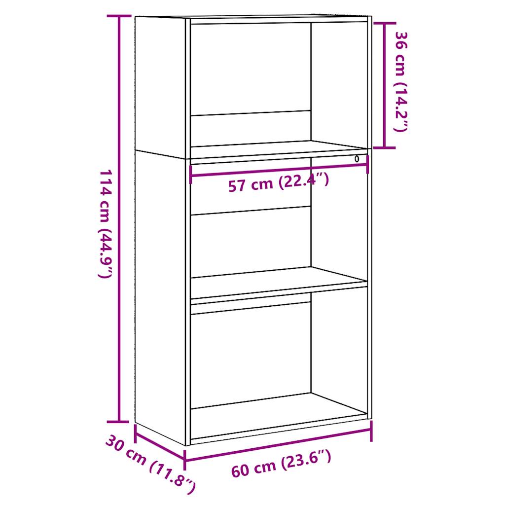 Boekenkast 60x30x114 cm bewerkt hout artisanaal eikenkleurig is nu te koop bij PeponiXL, paradijselijk wonen!