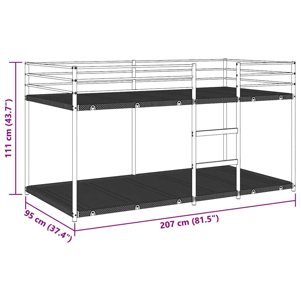Stapelbed zonder matras 90x200 cm staal wit is nu te koop bij PeponiXL, paradijselijk wonen!